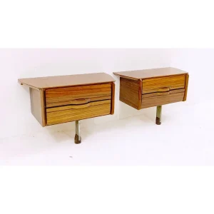 Pair of Mid Century Nightstands in Lacquered Wood