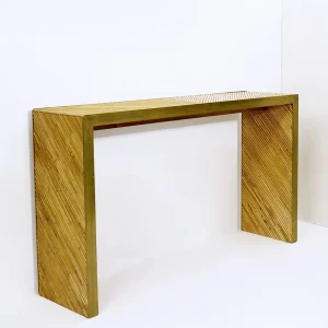 Contemporary Italian Brass and Bamboo Console Table