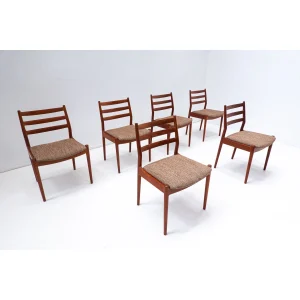 Set of 6 Scandinavian Mid Century Wooden Dining Chairs