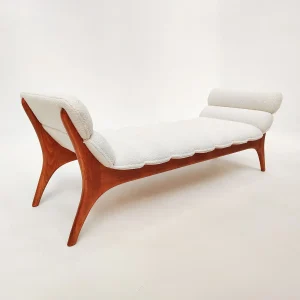 Contemporary Italian Daybed in Wood & Boucle
