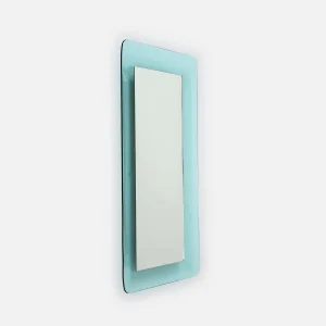 Mid Century Rectangular Mirror in Blue by Max Ingrand for Fontana Arte