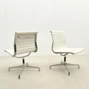 Pair of White Vegan Leather Desk Chairs by Charles Eames for Herman Miller