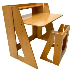 Mid Century Modern Foldable Wooden "6M" Desk & Chair Set