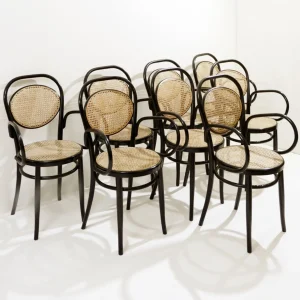 Set of 8 Early Mid Century Dining Chairs by Thonet
