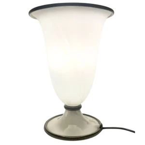 Mid Century Modern White Murano Glass Table Lamp by Barovier & Toso