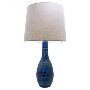 Mid Century "Rimini Blue" Ceramic Table Lamp by Aldo Londi for Bitossi
