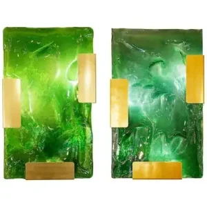 Pair of Contemporary Belgian Green Wall Sconces by Jacques Nonnon