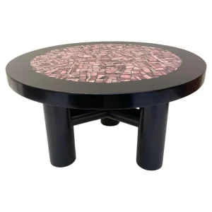 Mid Century Coffee Table in Rhodochrosite & Resin by Etienne Allemeersch