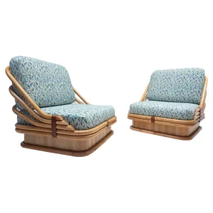 Mid Century Modern Pair of Rattan Armchairs