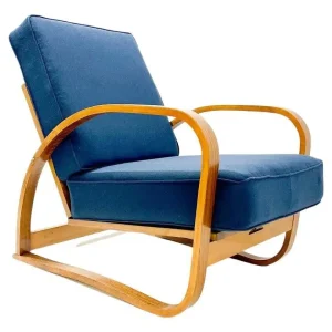 Mid Century Adjustable Blue Bentwood Armchair by Jindrich Halabala