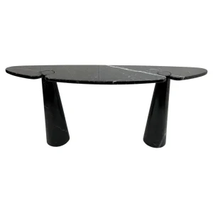 Mid Century "Eros" Black Marble Console Table by Angelo Mangiarotti