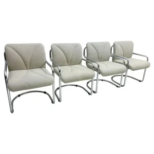 Set of 4 Mid Century Tubular Armchairs by Guido Faleschini
