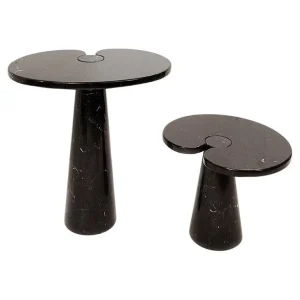 Pair of Black Marble "Eros" Side Tables by Angelo Mangiarotti