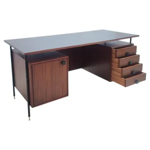 Italian Mid Century Wooden Desk with Drawers