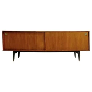 Italian Mid Century Wooden Sideboard with Sliding Doors