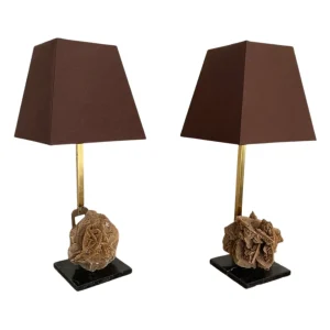 Pair of French Mid Century Desert Rose Table Lamps