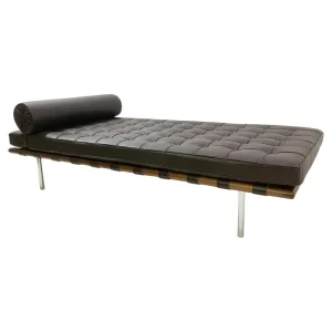Black Leather "Barcelona" Daybed by Ludwig Mies van der Rohe for Knoll