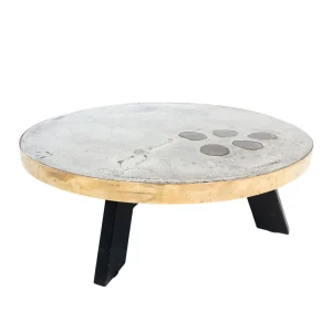 Contemporary Modern Coffee Table by Yann Dessauvages in Brass & Stone