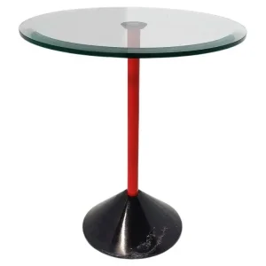 Italian Mid Century Side Table in Metal, Glass & Marble