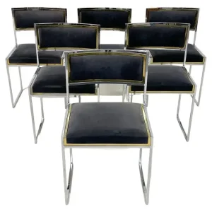 Set of 5 Italian Willy Rizzo Dining Chairs