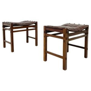 Pair of Italian Mid Century Modern Stools by Giuseppe Rivadossi