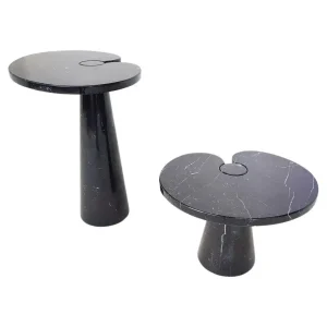 Pair of Black ''Eros'' Marble Side Tables by Angelo Mangiarotti