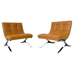 Italian Mid Century Brown Leather Armchair