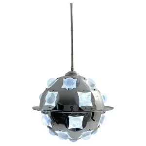 Mid Century Chrome & Glass Suspension Light by Oscar Torlasco