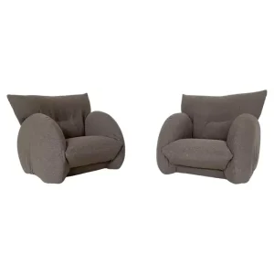 Pair of Grey Italian Mid Century Modern Armchairs