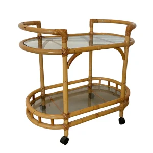 Mid Century Modern Bamboo Drinks Trolley