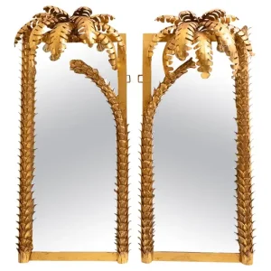Pair of Contemporary Palm Tree Mirrors in the Style of "Maison Jansen"