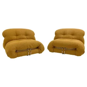 Pair of Yellow "Soriana" Lounge Chairs by Afra & Tobia Scarpa for Cassina