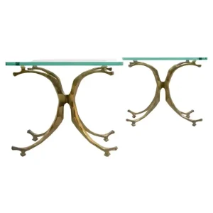 Pair of Mid Century Bronze 'Seahorse' Side Tables by Willy Daro