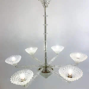 Murano Glass Chandelier by Ercole Barovier, 6 Arms Light, Italy, 1930s