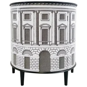 Mid Century Modern Demi Lune Cabinet by Fornasetti