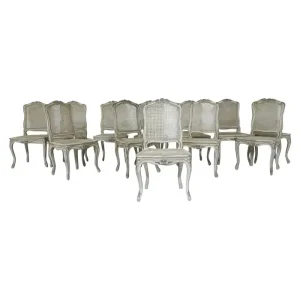 Set of 12 Louis XV Style Cane Dining Chairs