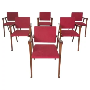 Mid Century Modern Red 'Luisa' Armchairs by Franco Albini