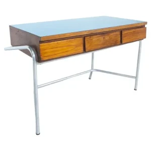 Mid Century Italian Blue Top Desk with Drawers