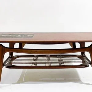 Mid-Century Modern Coffee Table with Ceramic Details, 1960s