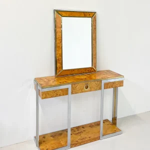 Mid-Century Modern Console With Mirror in the style of Willy Rizzo, 1970s