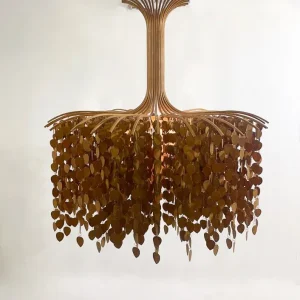 Mid-Century Modern Large Wooden Chandelier, Pine Wood,1960s