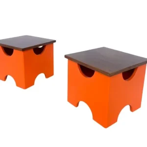 Pair of Orange Dado Stools by Ettore Sottsass
