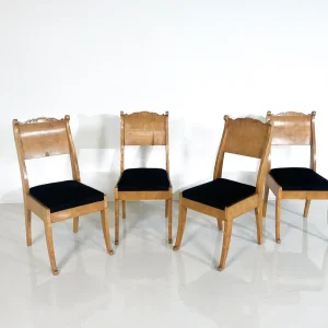 Set of 4 Russian Chairs, birch veneer, early 19th century