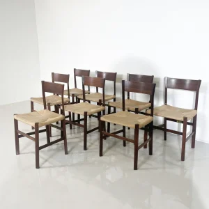 Mid-Century Modern Set of 8 Wooden Chairs for Tonon & C., Italy
