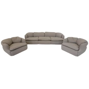 Confidential Seating Set by Alberto Rosselli for Saporiti, Beige Boucle Fabric