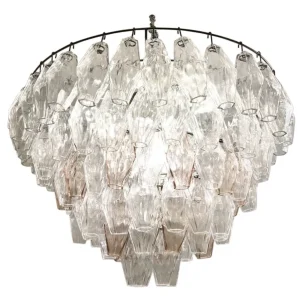 Mid-Century Murano Glass Chandelier "Polyhedr" by Carlo Scarpa, Italy, 1950s