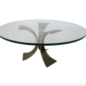 Mid-Century Modern Glass and Bronze Coffee Table, Italy, 1960s
