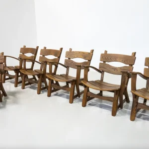 Mid-Century Modern Set of 6 Brutalist Armchairs, Dittmann & Co, 1970s