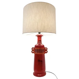 Mid-Century Modern Red Ceramic Desk Lamp
