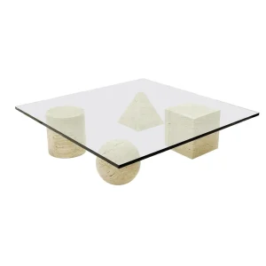 Mid Century "Metaphora" Coffee Table by Massimo and Lella Vignelli, Travertine